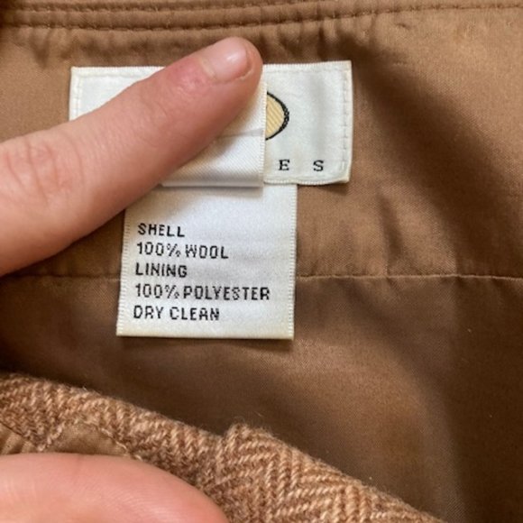 Vintage Inspired Talbots Tan Herringbone Wool A Line Button Down Skirt Size 6 - Picture 3 of 8